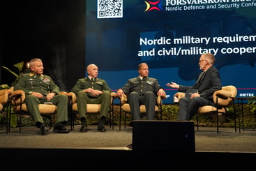 Home Guard commanders from Sweden, Denmark and Norway called for faster innovation, closer cooperation with industry and stronger Nordic defence collaboration during a panel at the Defence and Security Conference. Photo: Lars Bugge Aarset/Fremtidens industri