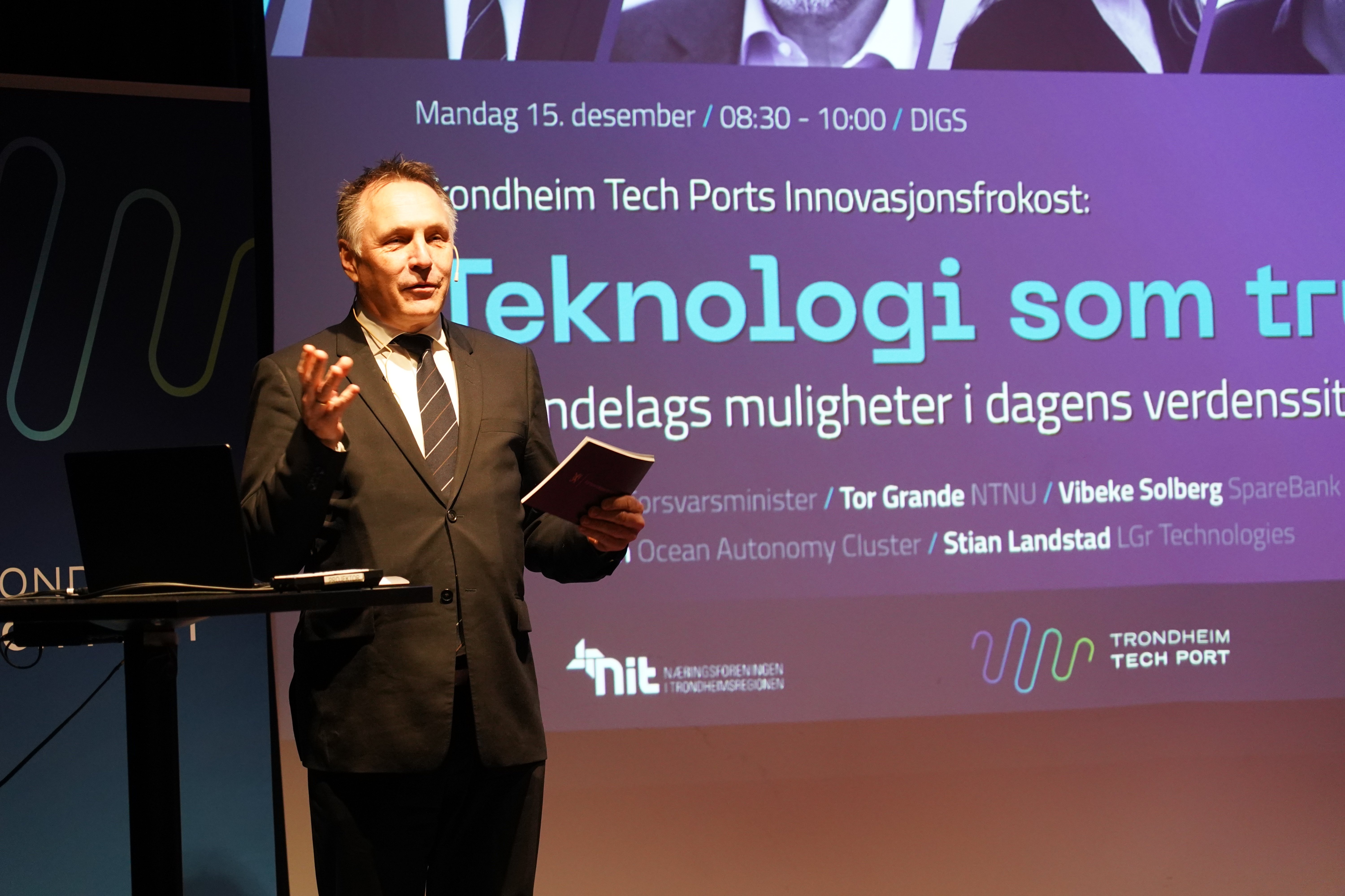 Tore O. Sandvik - Innovasjonsfrokost i Trondheim: Teknologi som trygghet. Foto: Lars Bugge Aarset/Fremtidens Industri