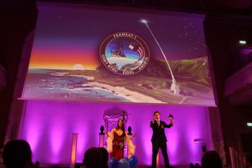 Celebrating FramSat-1: A new chapter in Norwegian space history. Photo: Lars Bugge Aarset/Fremtidens Industri