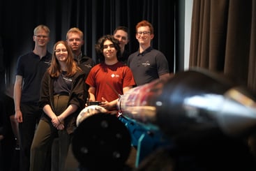 Propulse NTNU unveils Fossekall rocket. Photo: Lars Bugge Aarset/Fremtidens Industri