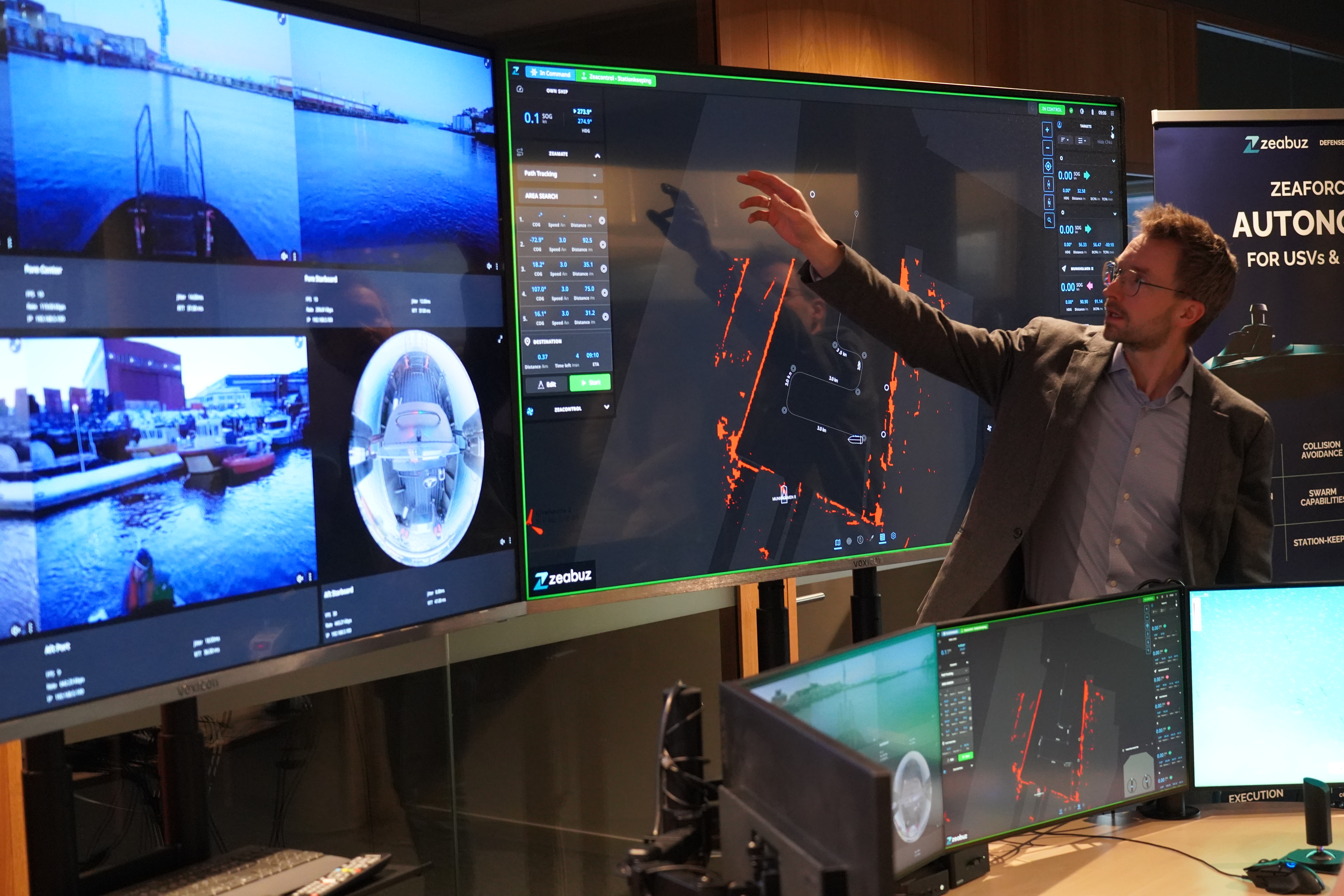 Fremtidens droneteknologi demonstrert i Trondheim. Øyvind Smogeli i Zeabuz sitt kontrollrom Foto: Lars Bugge Aarset